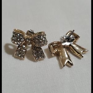 Costume diamond embellished bow earrings